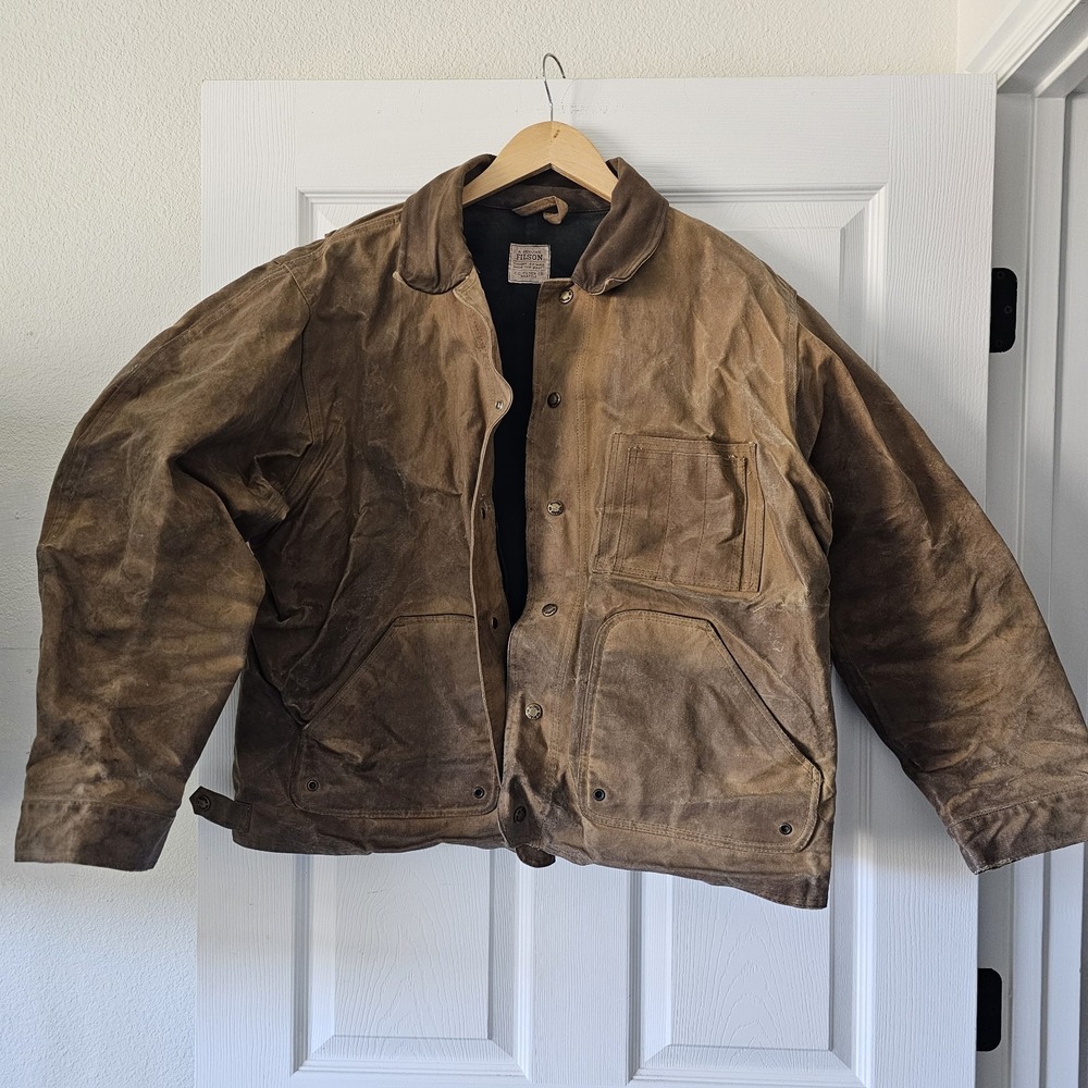 1990s Vintage XL Filson C.C. Klondike Tin Cloth Field Oil Finished Jacket Lined